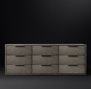 Smythson Shagreen nine drawer dresser in smoke and steel